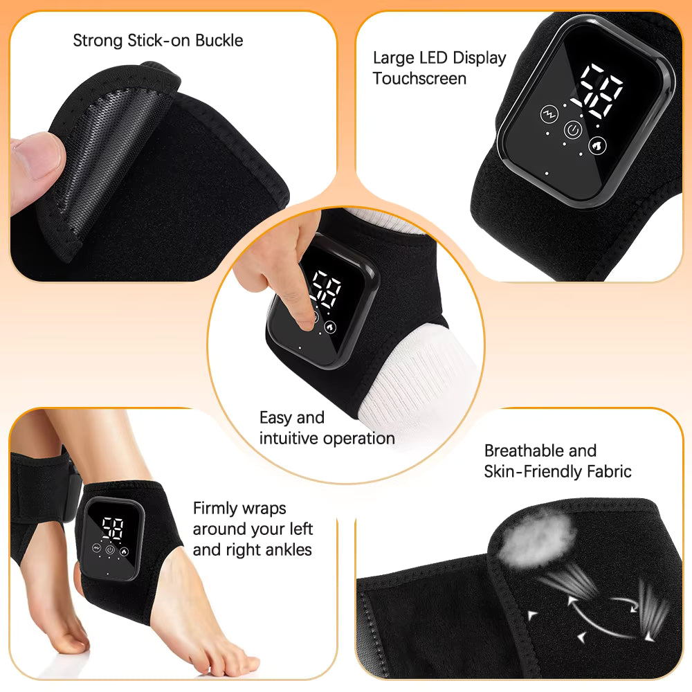 Smart Heated Ankle & Foot Massager with Vibration & Touchscreen Control